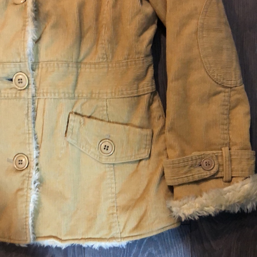 Esprit Women's Camel/Tan Corduroy Jacket with Faux Fur Trim - Picture 7 of 13